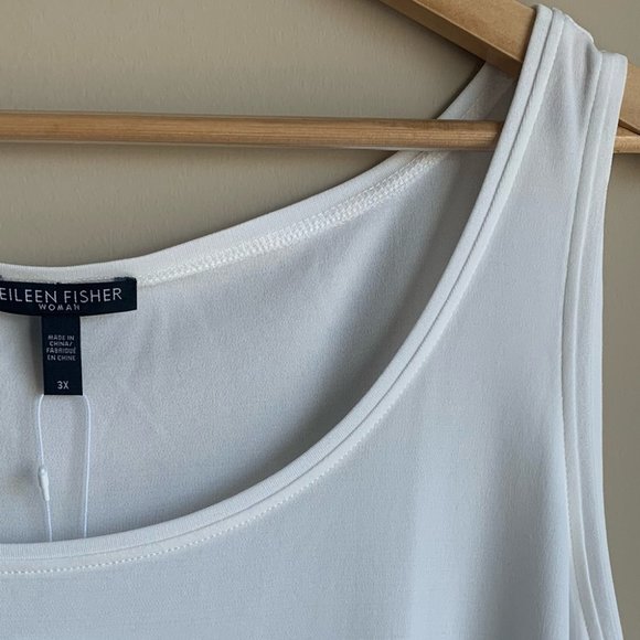 NWT Eileen Fisher Scoop Neck Tank Top in White 3X - Picture 4 of 7
